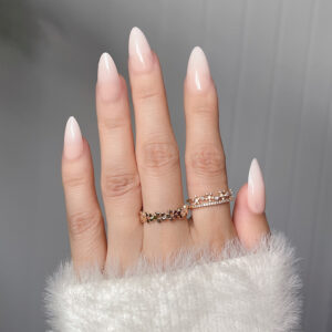 Uñas Postizas Almendra con Degradado Nude Y-58 – 28 Piezas