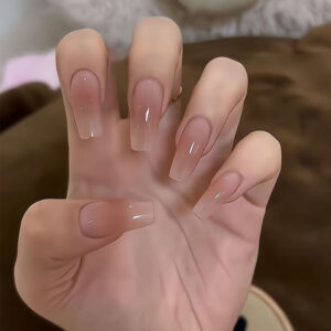 Uñas Postizas Nude Translúcidas Efecto Hielo FL77