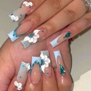 Uñas Postizas Largas Translúcidas con Brillo de Cristal SGCY-280