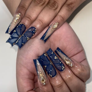 Uñas de Mariposa con Strass TY-261 – Largas y Brillantes