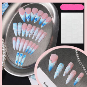 Uñas Stiletto Azul Océano TY-939 – Strass
