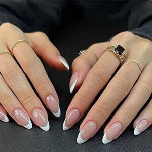 Uñas Postizas Francesas Blancas en Forma Almendra FS-04