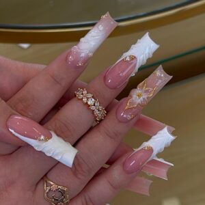 Uñas Largas de Cristal y Brillo XZ94 – Cuadradas Tipo Tubo
