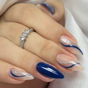 Uñas Francesas Azules TY-332 – Punta Azul Ovaladas-Cuadradas