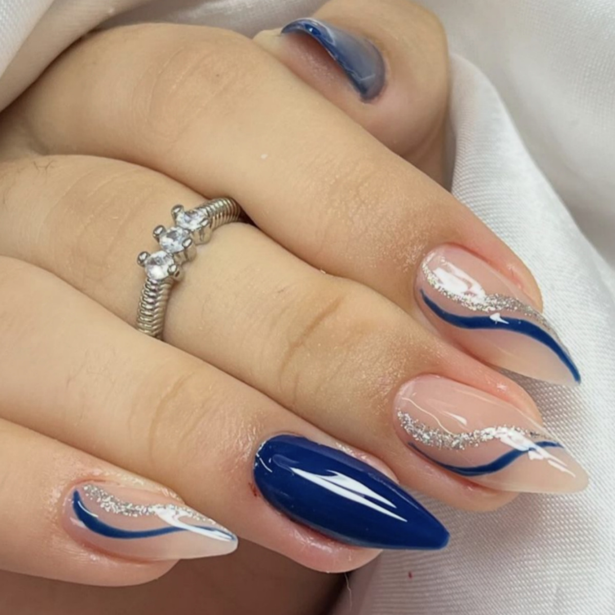 Uñas Francesas Azules TY-332 – Punta Azul Ovaladas-Cuadradas