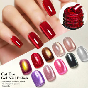 Set de 10 esmaltes en gel ojo de gato con imán · G124