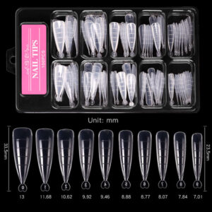 Tips de extensión transparentes ultradelgados · 100 uds con escala · MJ112-38
