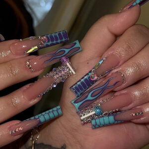 Uñas Tubo Largo con Strass TY-260 – Brillo Total