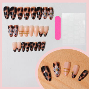 Uñas Leopardo 3D TY-883 – Flores Doradas Almendra