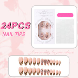 Uñas Leopardo Retro TY-1086 – Tonos Caramelo de Otoño, Almendra
