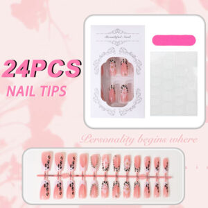 Uñas Francesas Leopardo Nude TY-1046 – Largas Cuadradas con Relieve