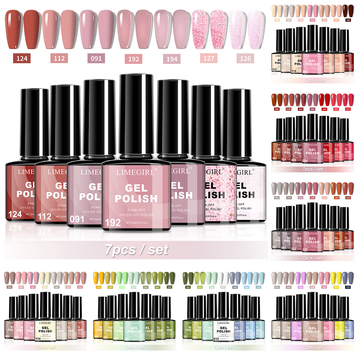 Set de 7 esmaltes en gel · Tendencias otoño e invierno · ZH679