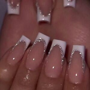 Uñas Francesas Rosas con Flores 3D TY-LONGSQUARE – Serie Cuadradas Largas
