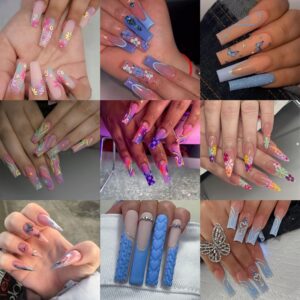 Uñas Postizas Largas Glossy Estilo Ins Americano O4