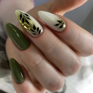 Uñas Almendra TY-335 – Hojas Minimalistas