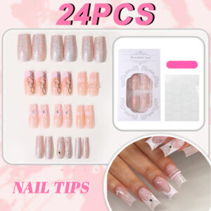 Uñas Francesas de Encaje 3D TY-1097 – Cuadradas Medianas