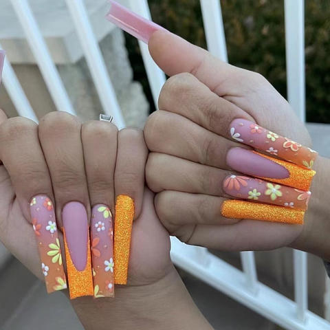Uñas postizas coffin largas