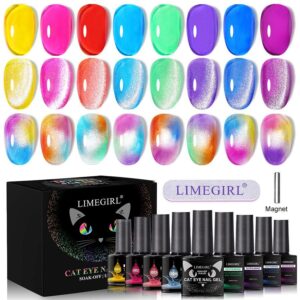 Set de esmalte en gel efecto ojo de gato camaleón y aurora zh572